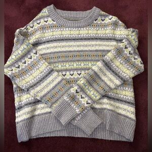 American Eagle Gray and Yellow Knit Sweater